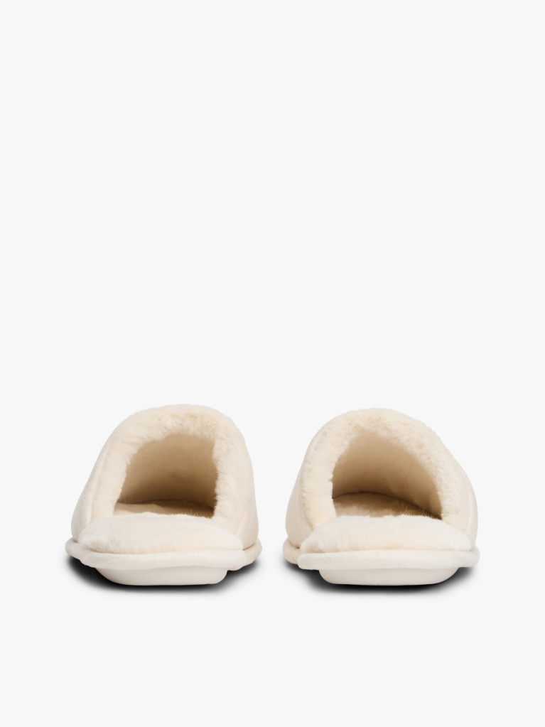 White Microsuede Logo Slippers  Women
