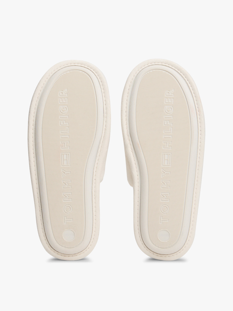 White Microsuede Logo Slippers  Women