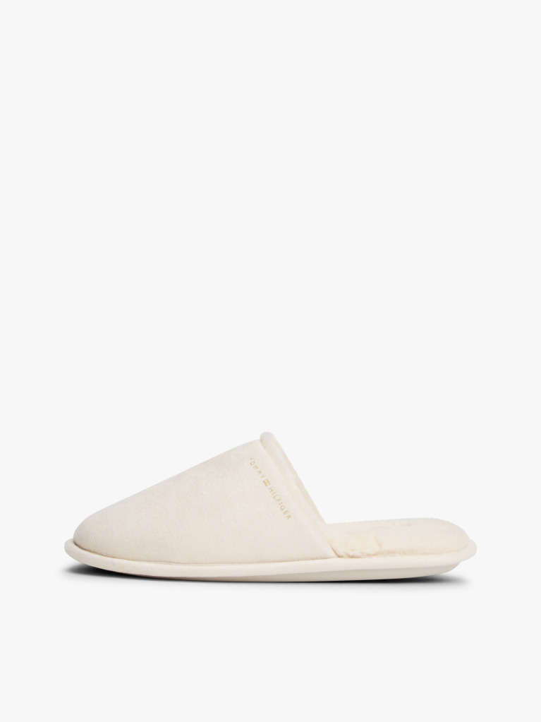 White Microsuede Logo Slippers  Women