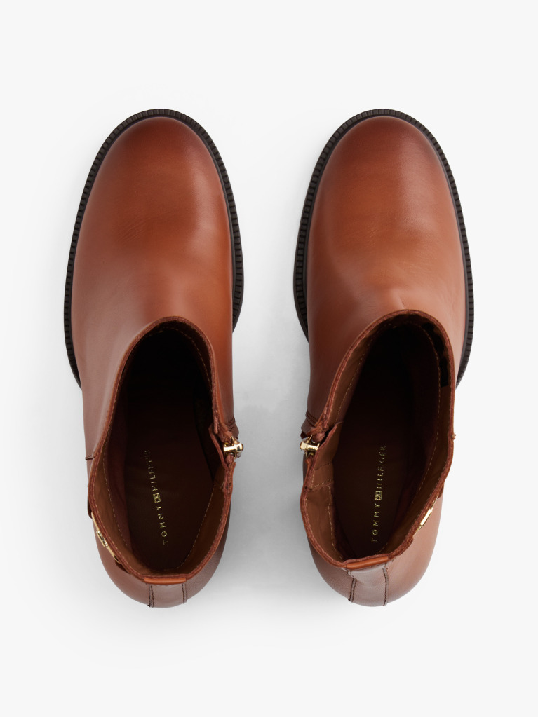 Brown Leather TH Monogram Horsebit Ankle Boots  Women
