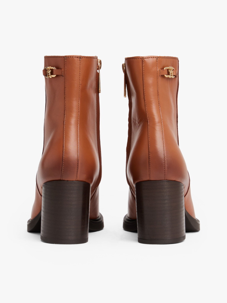 Brown Leather TH Monogram Horsebit Ankle Boots  Women