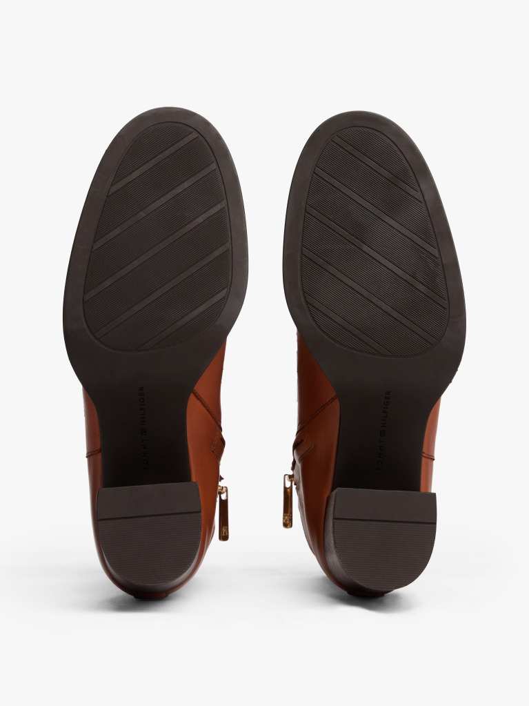 Brown Leather TH Monogram Horsebit Ankle Boots  Women