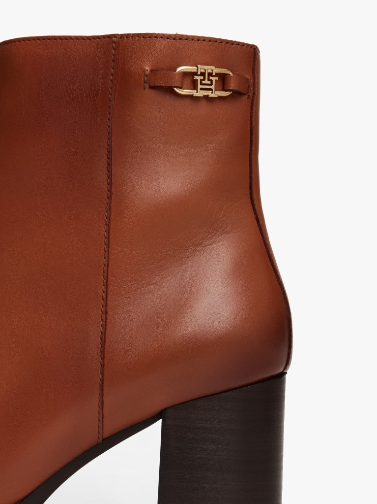 Brown Leather TH Monogram Horsebit Ankle Boots  Women