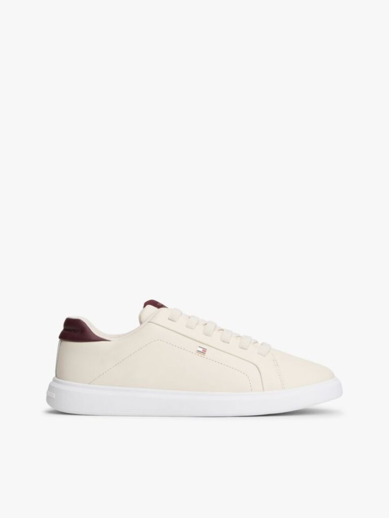 Beige Lightweight Leather Cupsole Court Trainers  Women