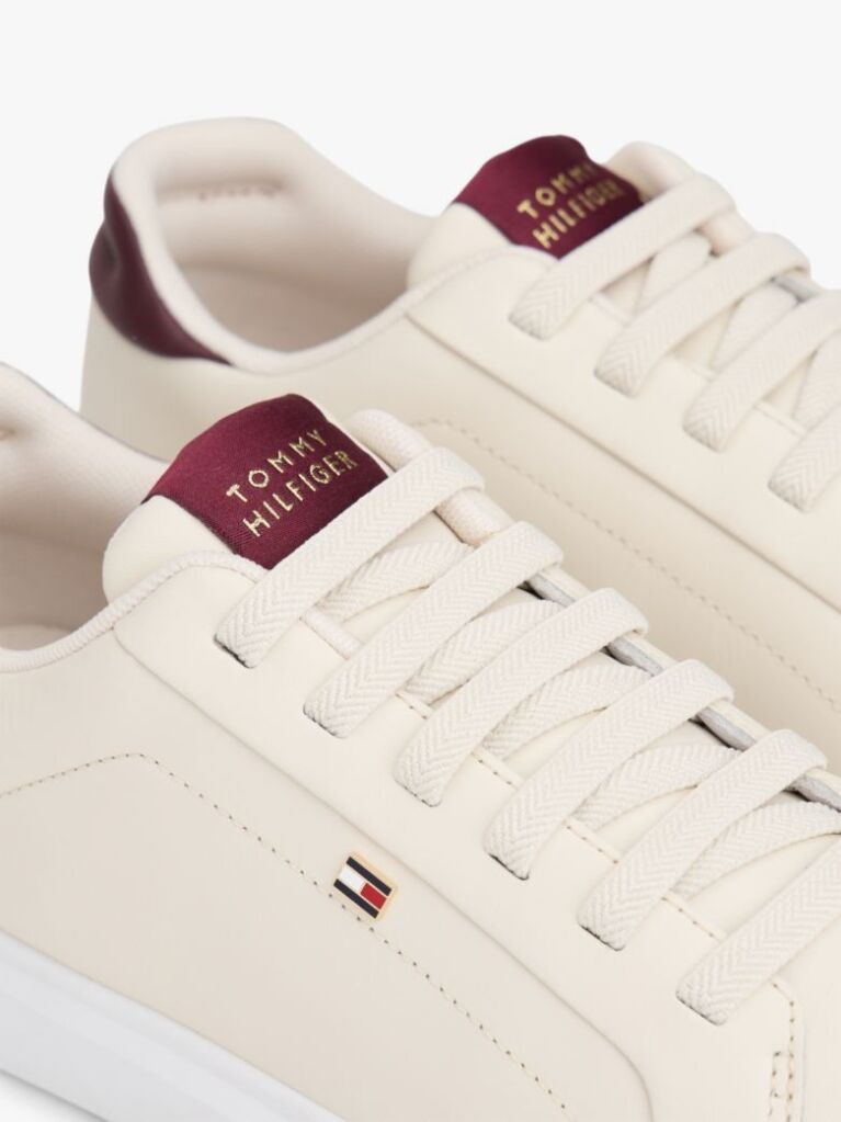 Beige Lightweight Leather Cupsole Court Trainers  Women