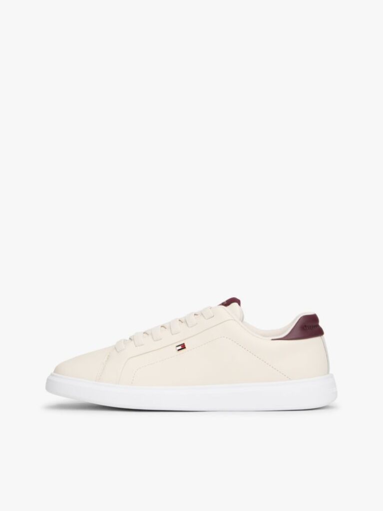 Beige Lightweight Leather Cupsole Court Trainers  Women