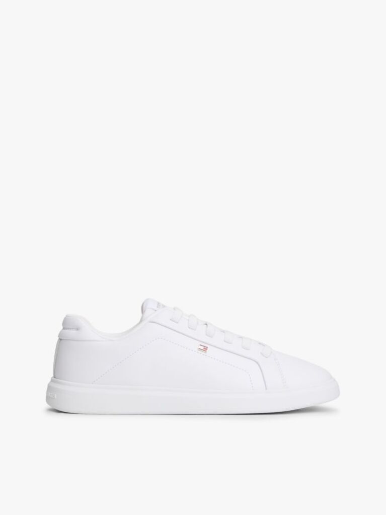 White Lightweight Leather Cupsole Court Trainers  Women