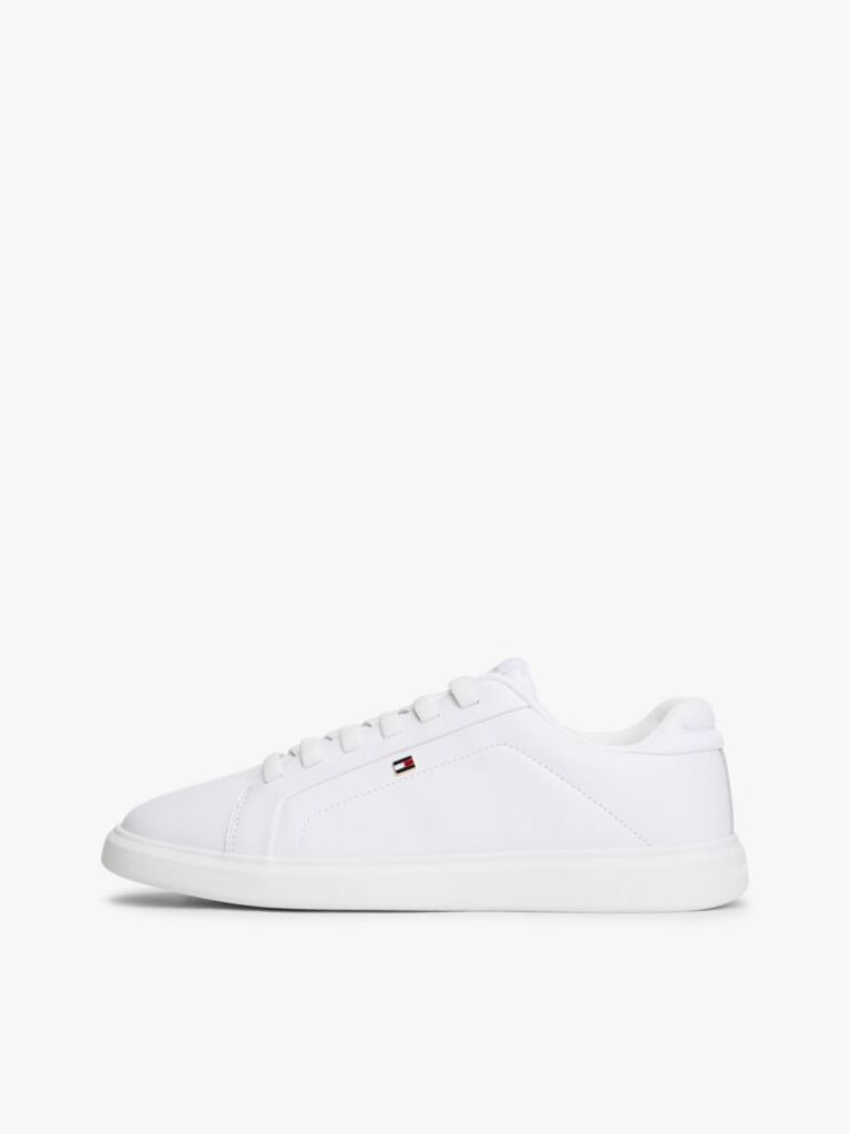 White Lightweight Leather Cupsole Court Trainers  Women