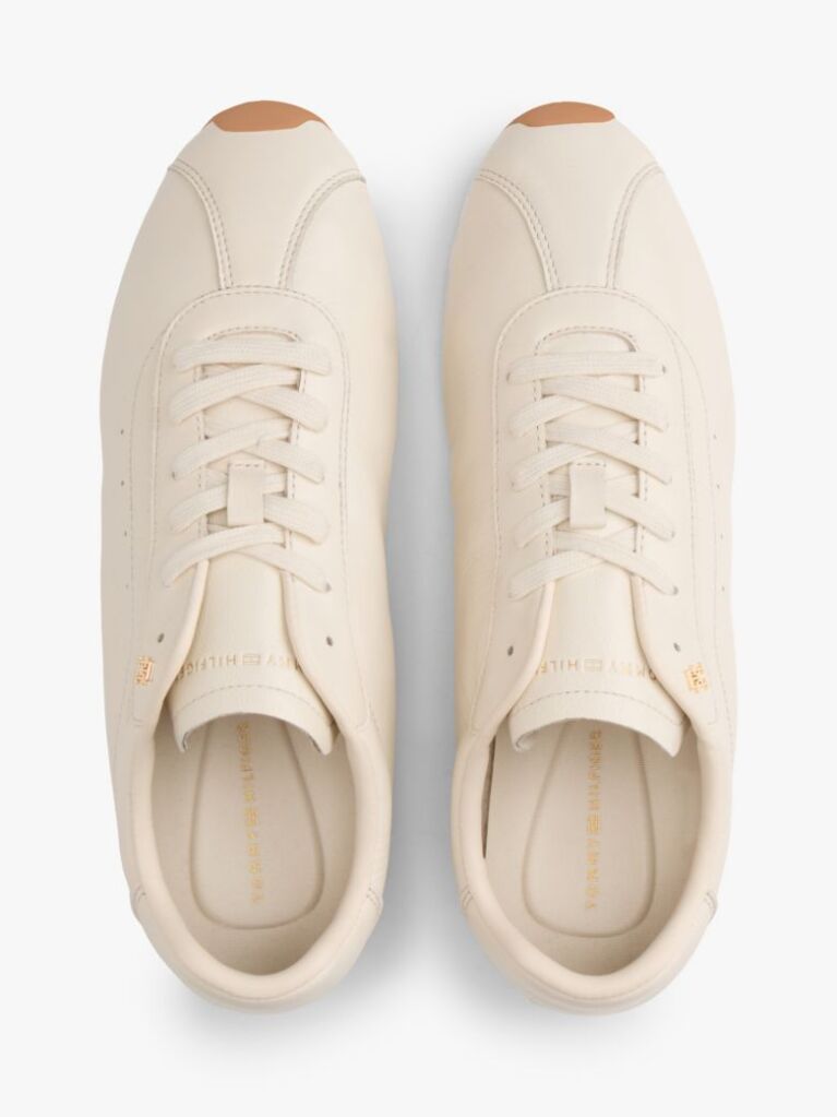 Beige TH Monogram Low Profile Leather Trainers  Women