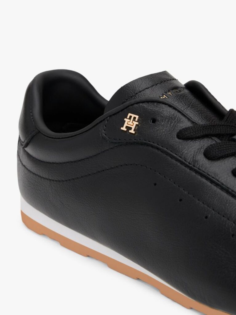 Μαύρο TH Monogram Δερμάτινα Sneakers Με Χαμηλό Κόψιμο  Γυναίκες