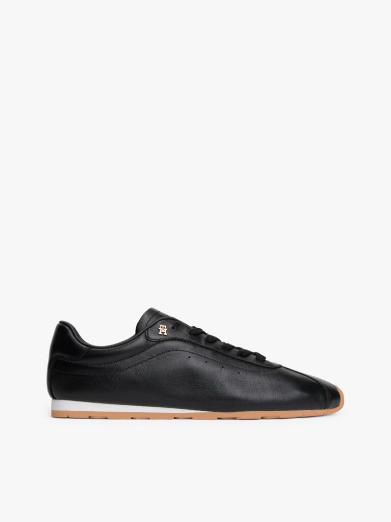 Μαύρο TH Monogram Δερμάτινα Sneakers Με Χαμηλό Κόψιμο  Γυναίκες