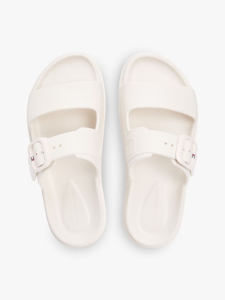 Beige Double Strap Enamel Flag Lightweight Sandals  Women