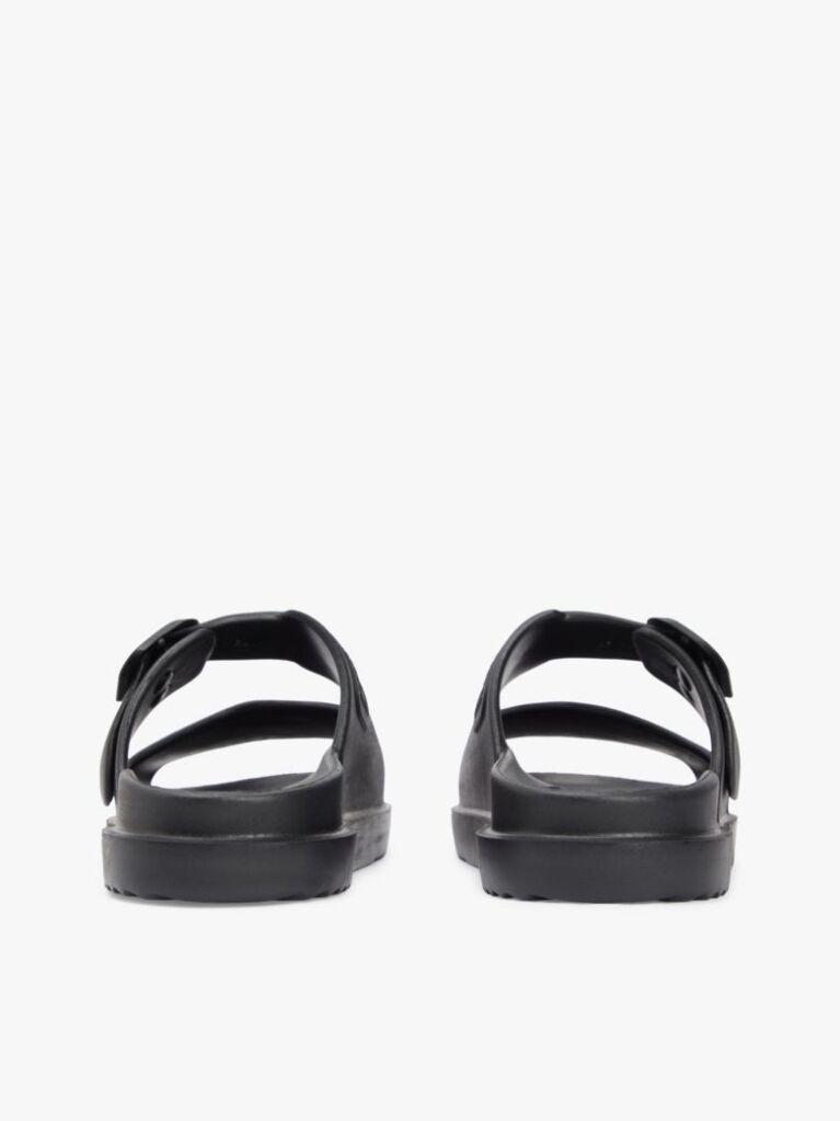Black Double Strap Enamel Flag Lightweight Sandals  Women