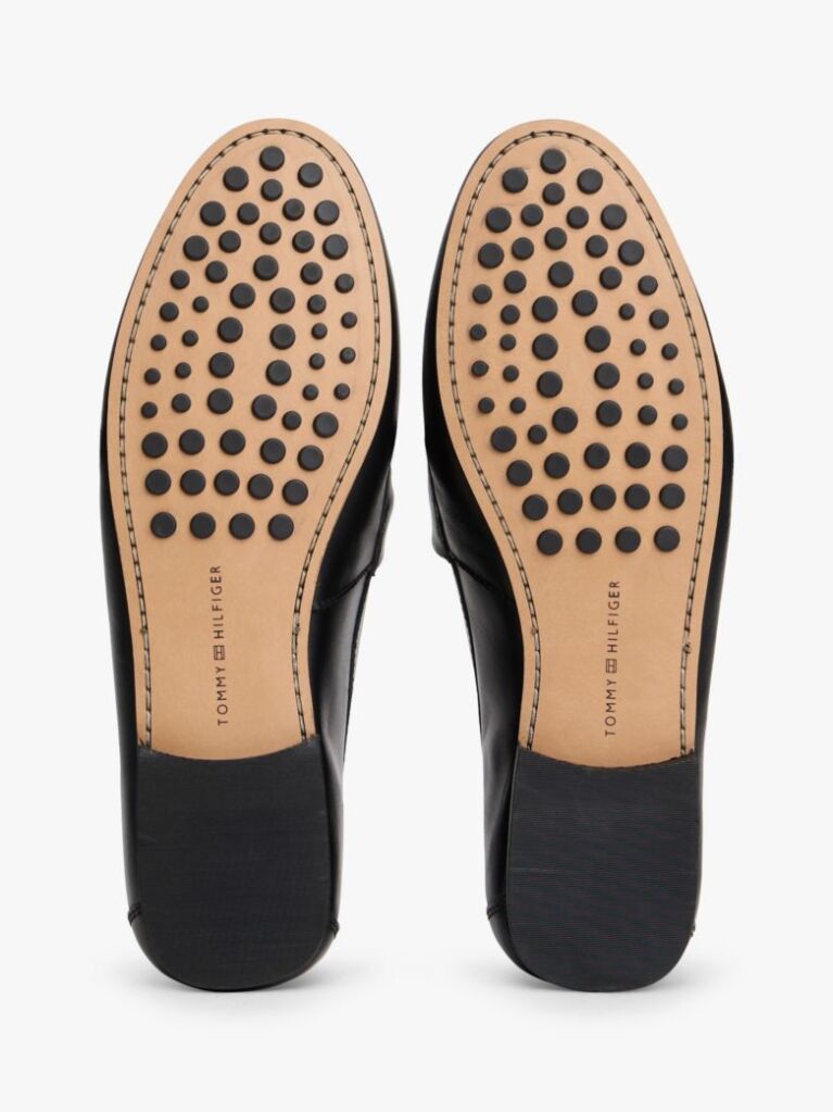 Μαύρο TH Monogram Δερμάτινα Loafers Με Διακοσμητική Αλυσίδα  Γυναίκες
