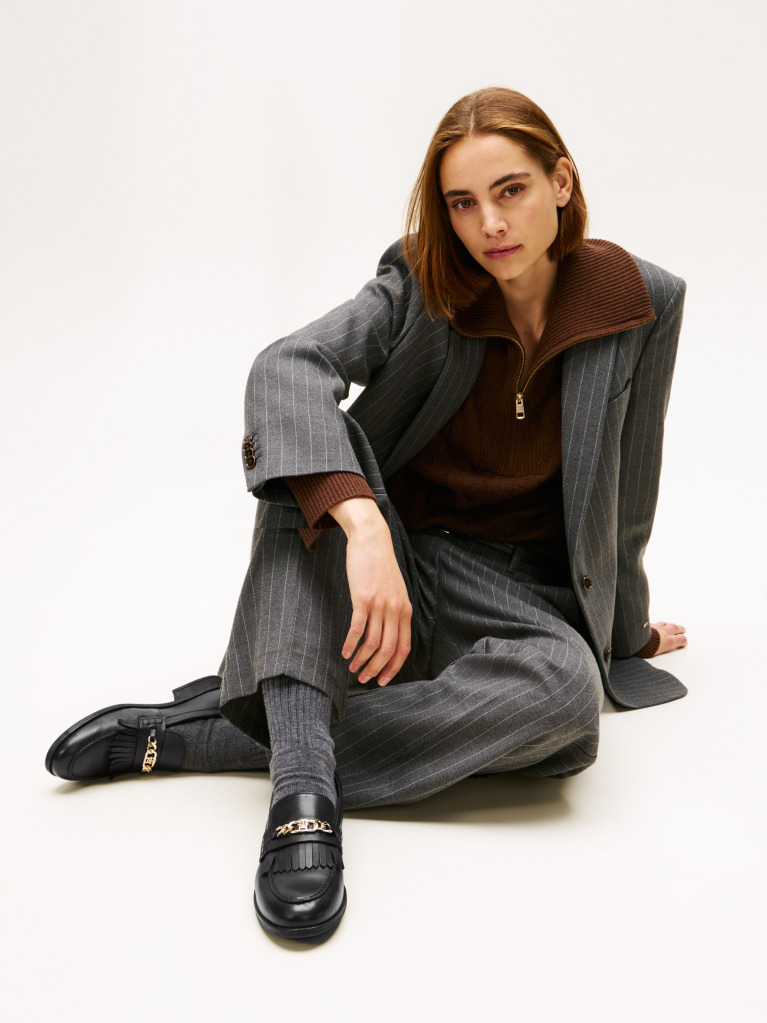 Μαύρο Δερμάτινα TH Monogram Loafers  Γυναίκες