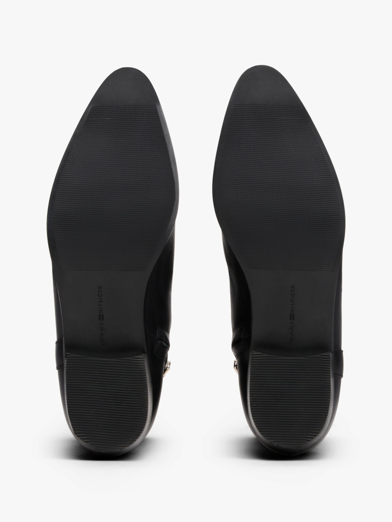 Black Leather Pointed Toe Ankle Boots  Women