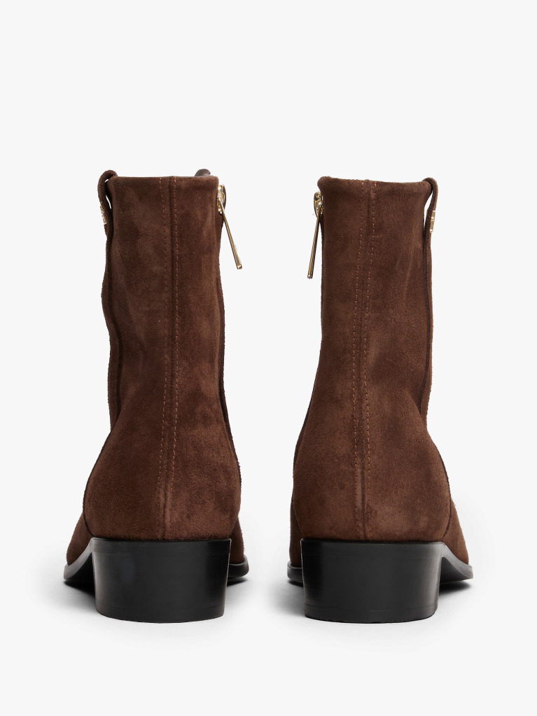 Brown Suede Pointed Toe Ankle Boots  Women