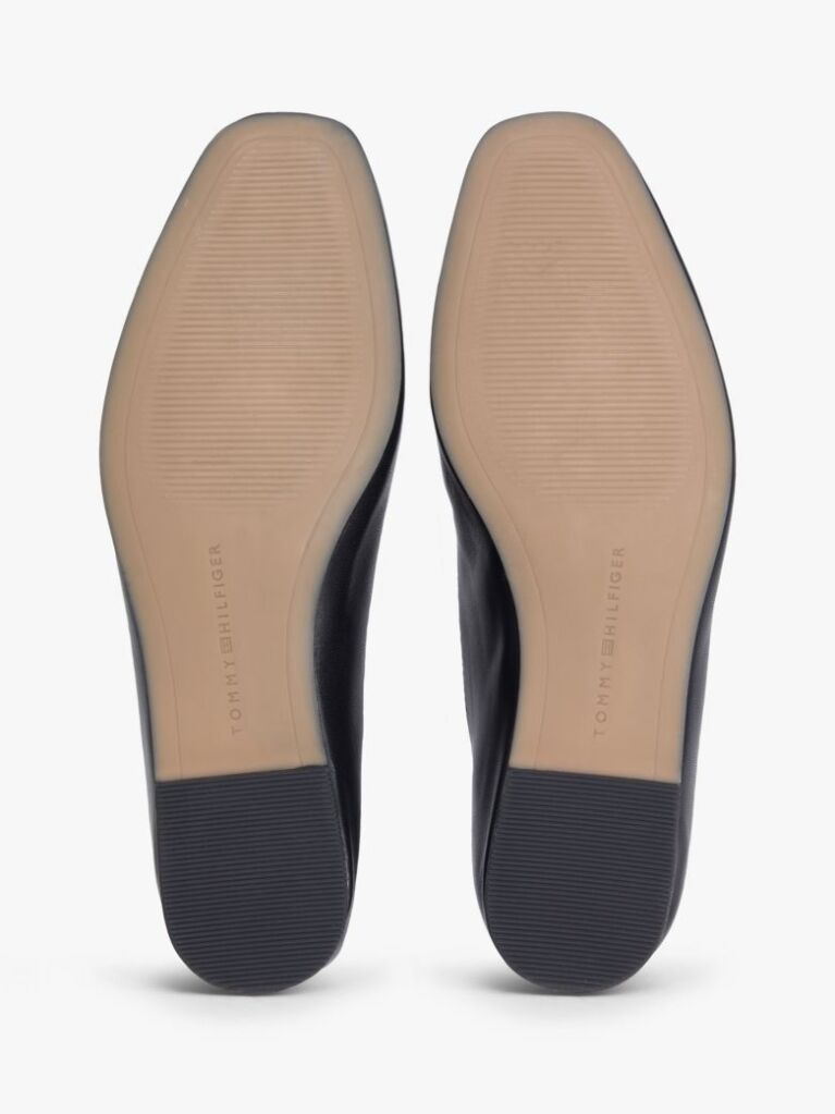 Black Leather T-Bar Chain Ballerinas  Women