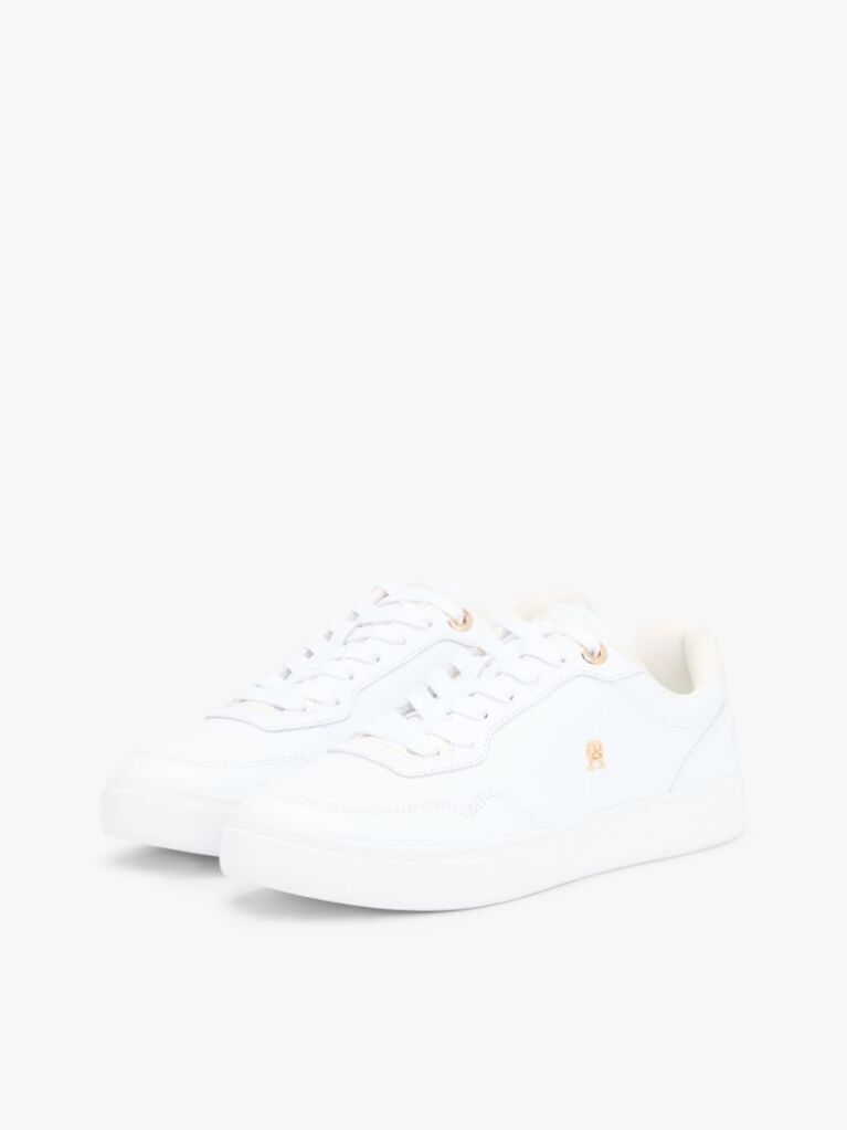 Άσπρο Δερμάτινα Sneakers Με Μίξη Υφών  Γυναίκες