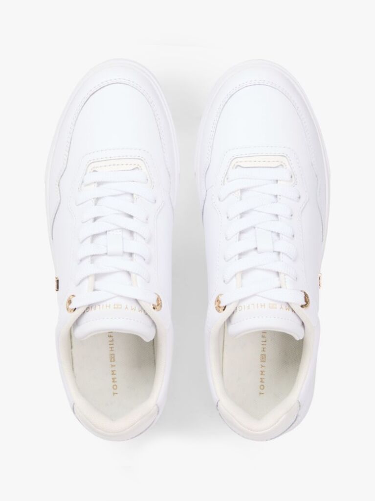 Άσπρο Δερμάτινα Sneakers Με Μίξη Υφών  Γυναίκες