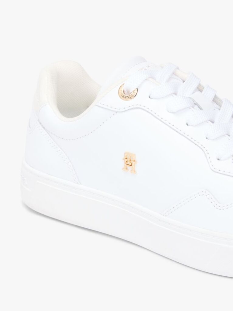 Άσπρο Δερμάτινα Sneakers Με Μίξη Υφών  Γυναίκες