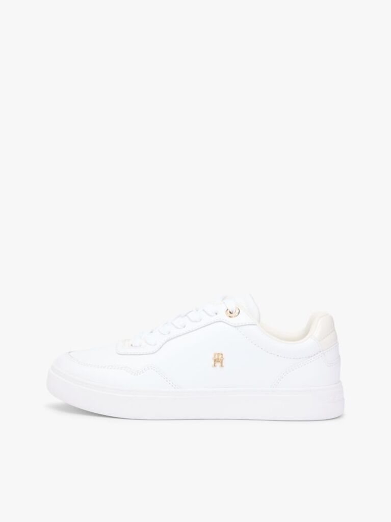 Άσπρο Δερμάτινα Sneakers Με Μίξη Υφών  Γυναίκες