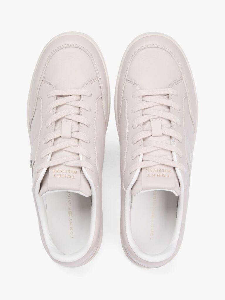 Μπεζ TH Monogram Δερμάτινα Sneakers  Γυναίκες