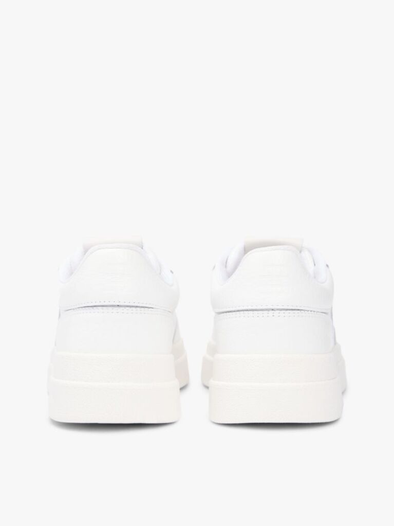 White Debossed TH Monogram Leather Court Trainers  Women