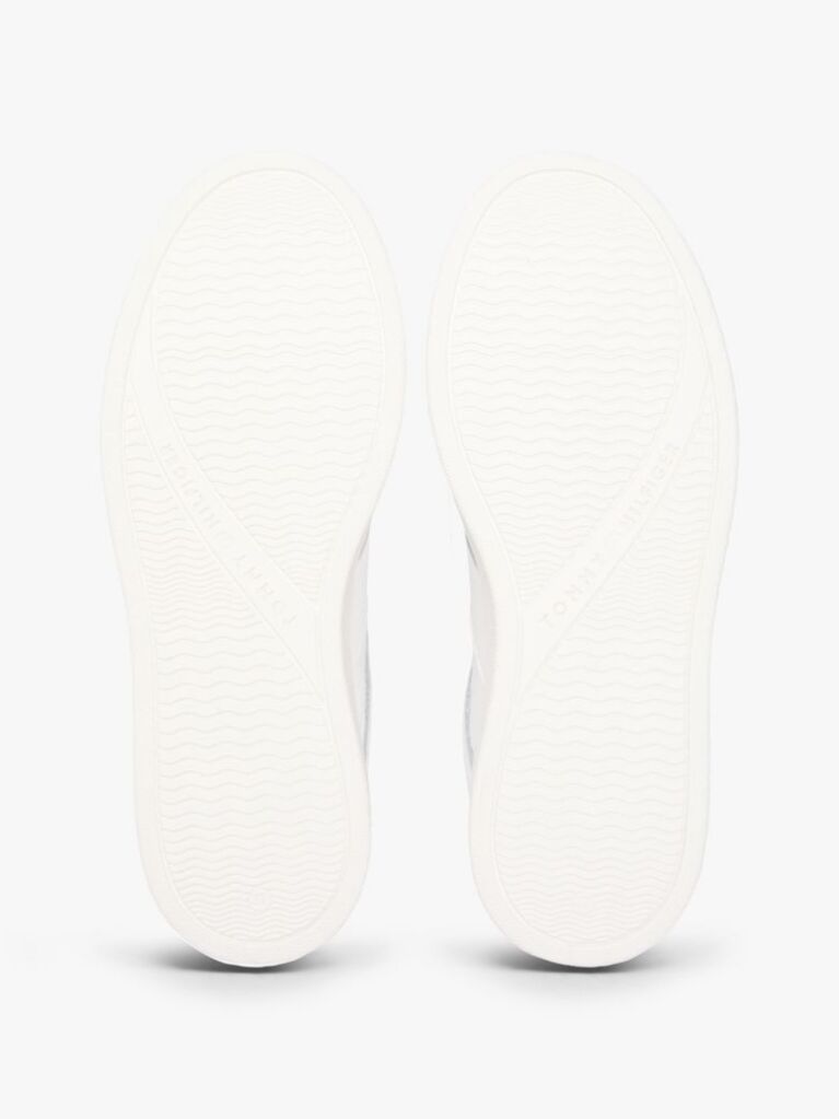 White Debossed TH Monogram Leather Court Trainers  Women