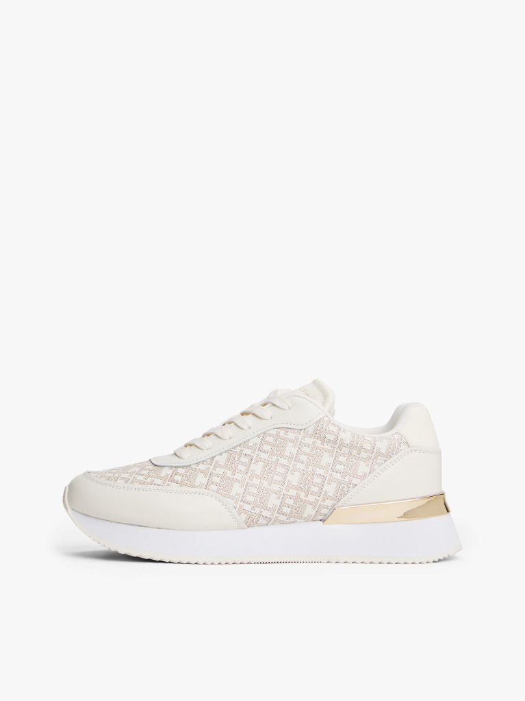 Beige TH Monogram Leather Trainers  Women