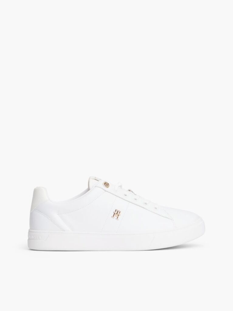 White Leather TH Monogram Court Sneakers  Women