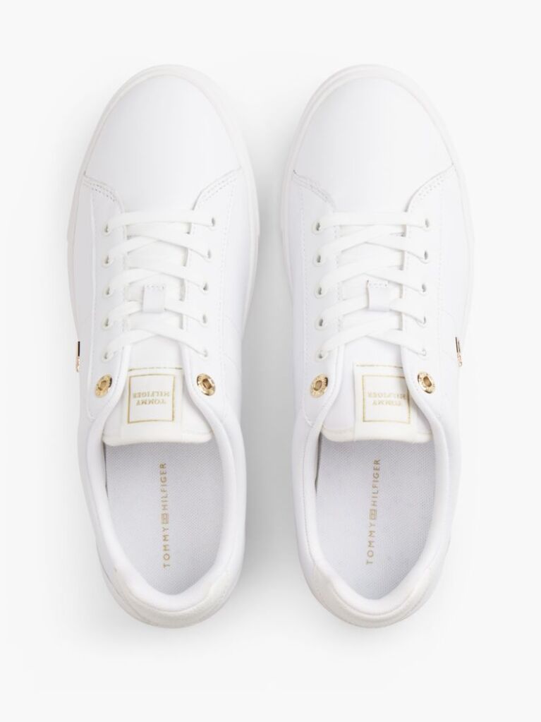 White Leather TH Monogram Court Sneakers  Women