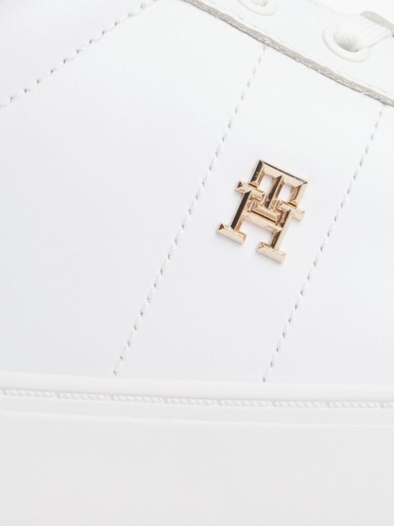 White Leather TH Monogram Court Sneakers  Women