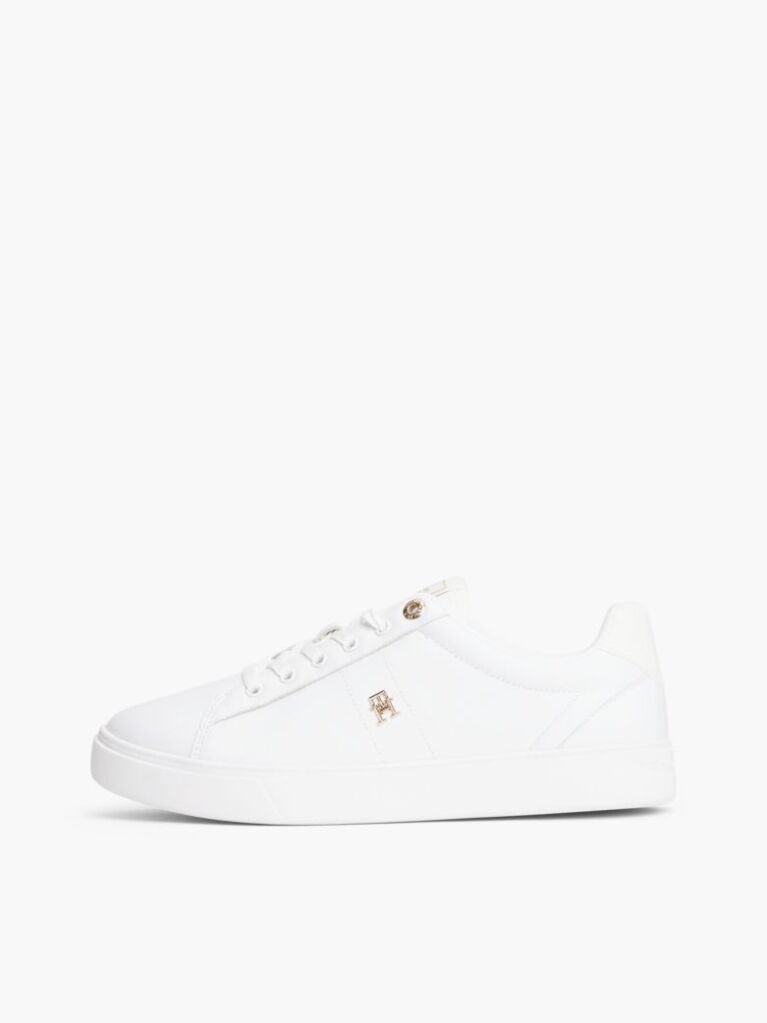 White Leather TH Monogram Court Sneakers  Women