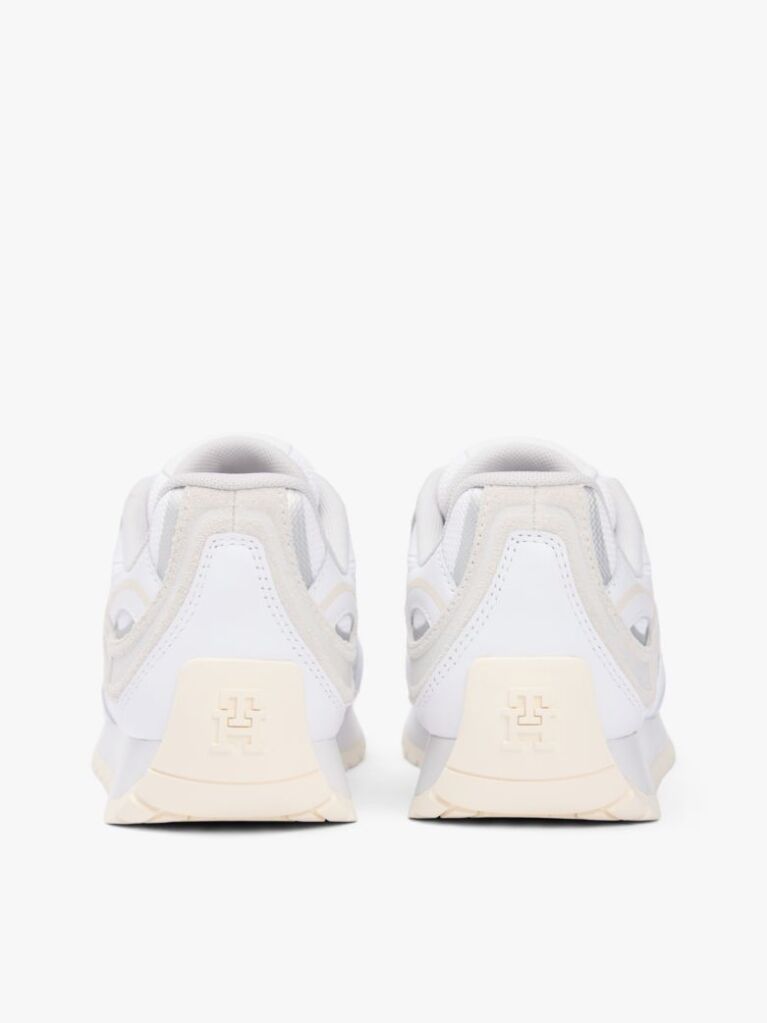 White TH Monogram Leather Mixed Texture Trainers  Women