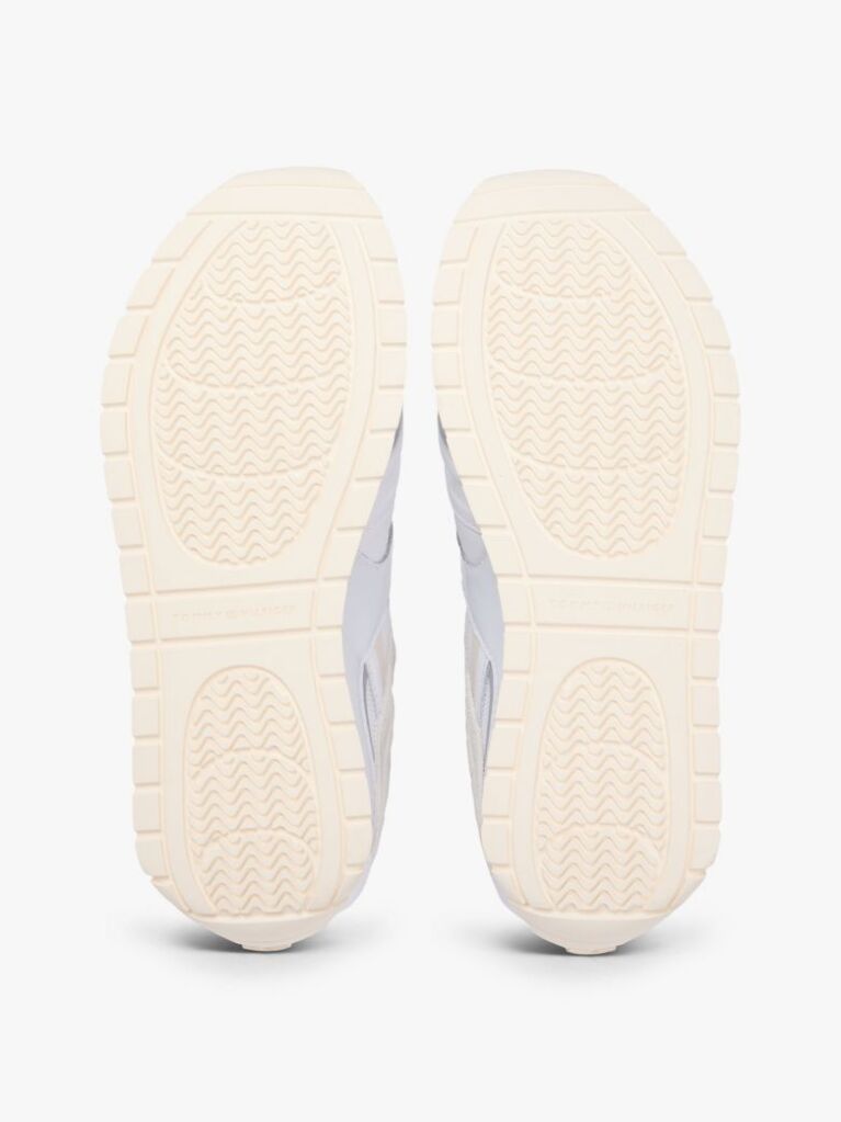 White TH Monogram Leather Mixed Texture Trainers  Women