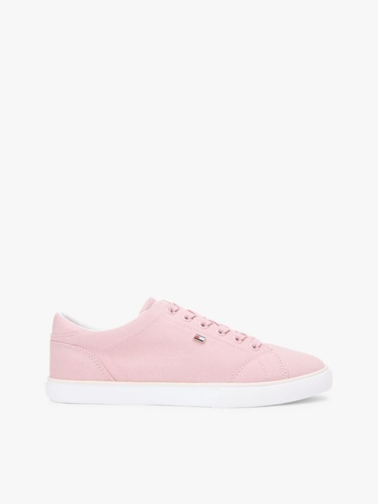 Pink Low Profile Canvas Lace-Up Trainers  Women