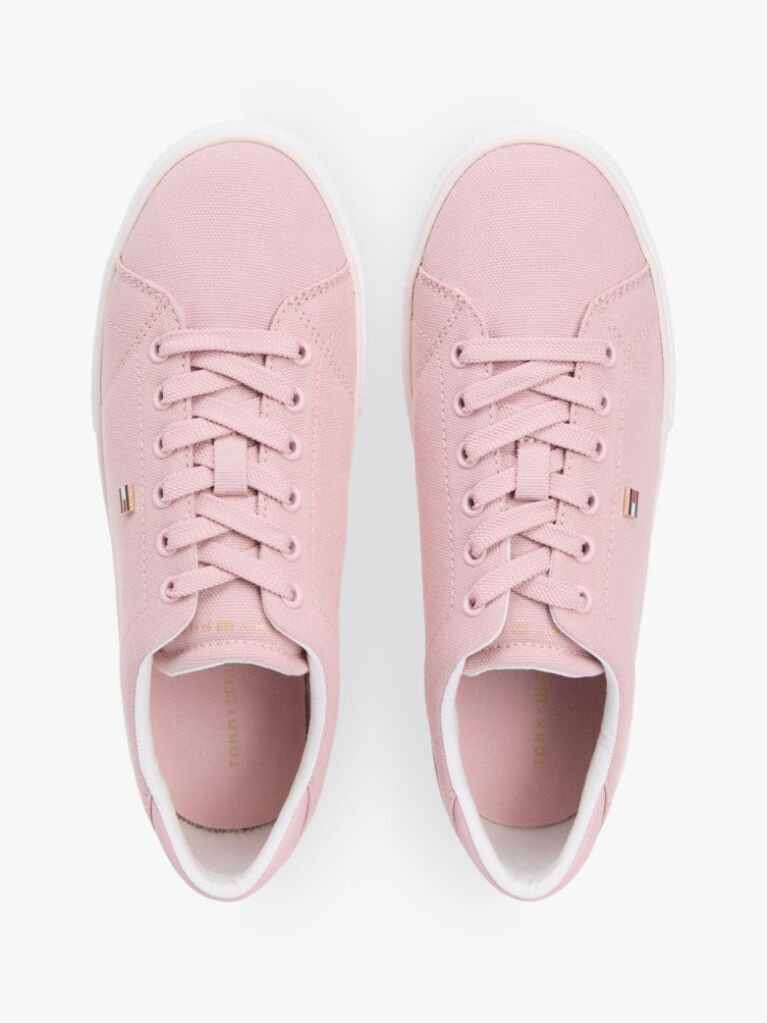 Pink Low Profile Canvas Lace-Up Trainers  Women