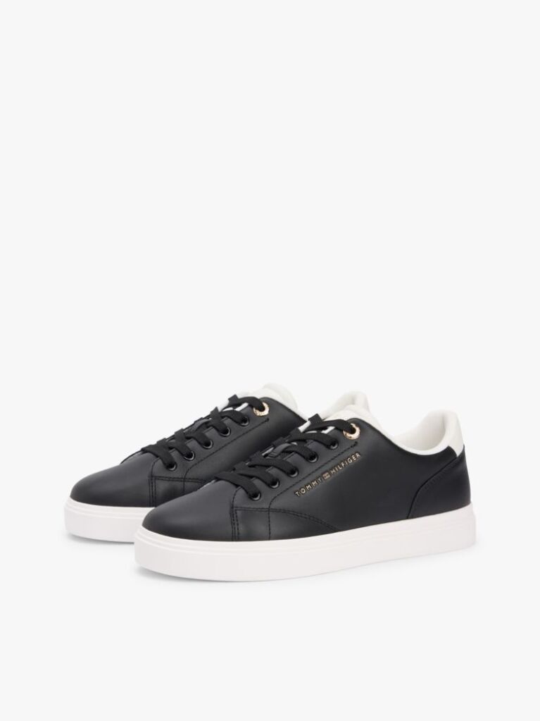 Μαύρο Δερμάτινα Sneakers Με Λογότυπο  Γυναίκες