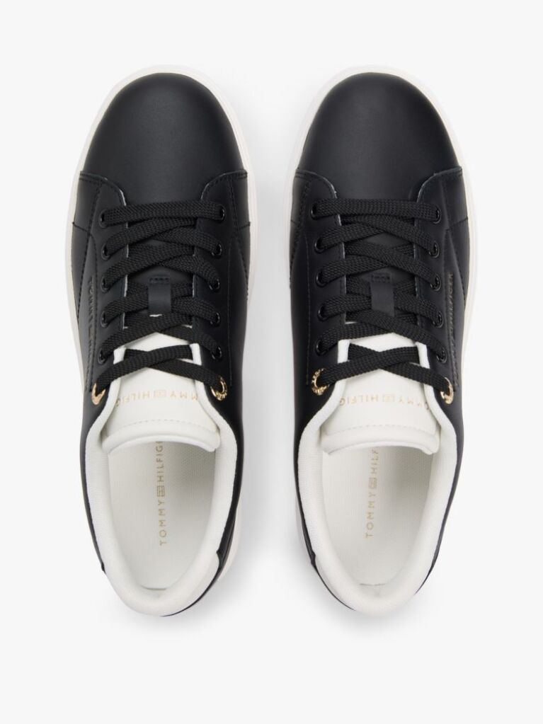 Μαύρο Δερμάτινα Sneakers Με Λογότυπο  Γυναίκες