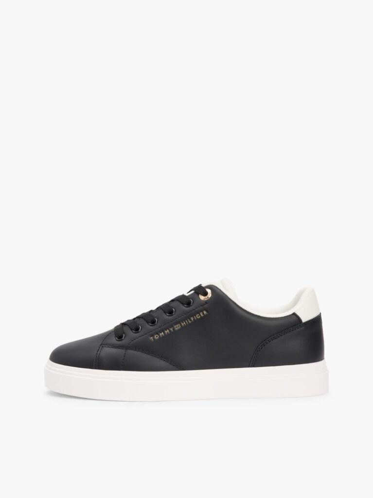 Μαύρο Δερμάτινα Sneakers Με Λογότυπο  Γυναίκες
