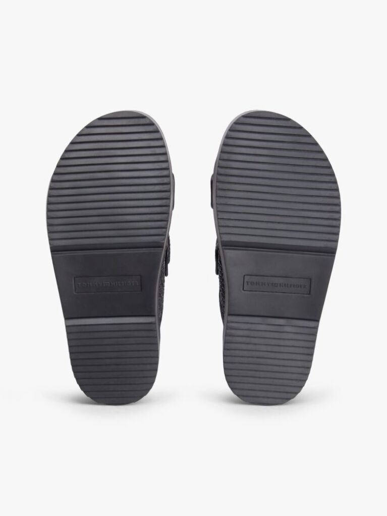 Black Raffia TH Monogram Double Strap Sandals  Women