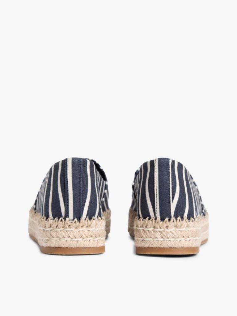 Blue Canvas Stripe TH Monogram Platform Espadrilles  Women