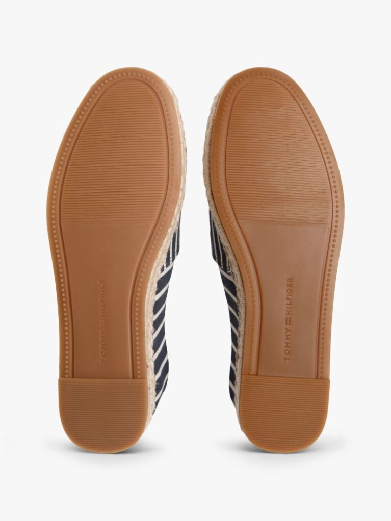 Blue Canvas Stripe TH Monogram Platform Espadrilles  Women
