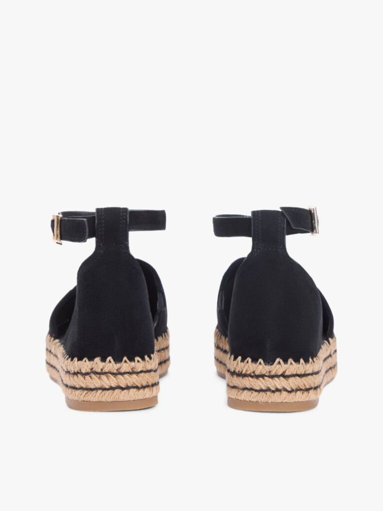 Black Suede Ankle Strap Platform Espadrilles  Women