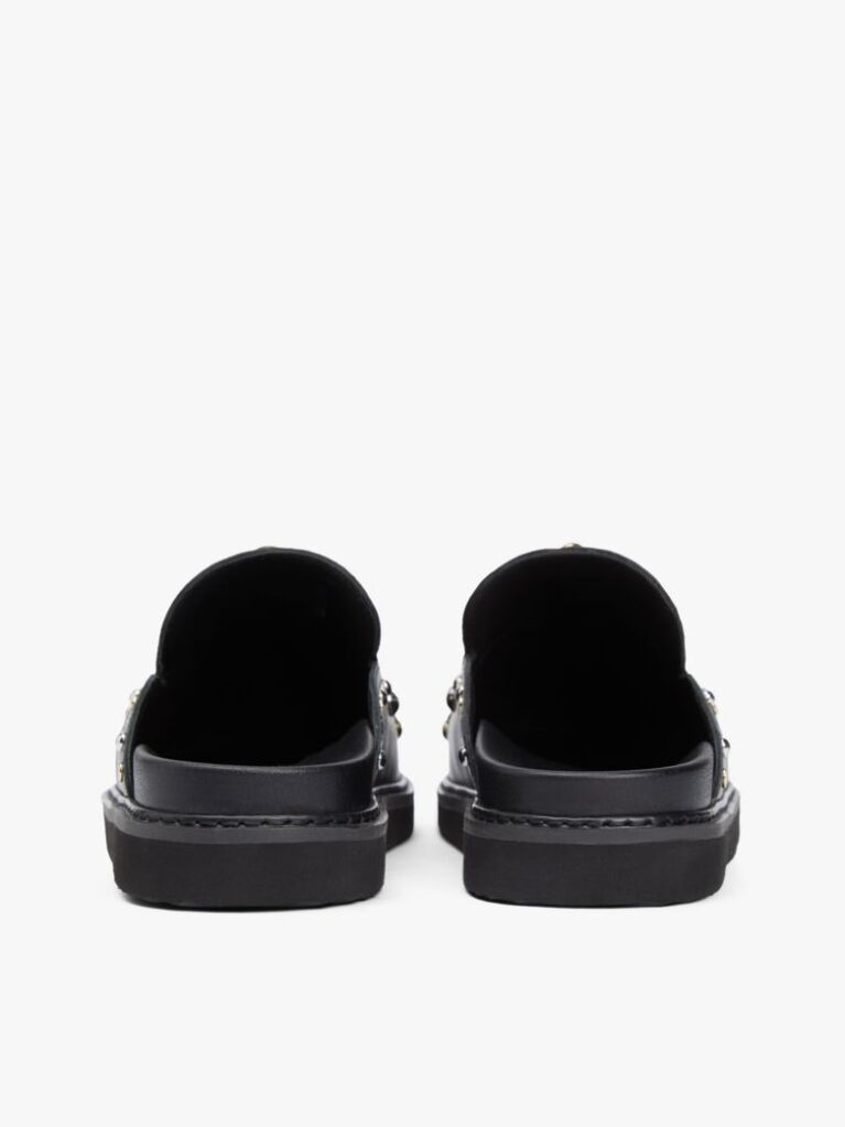 Μαύρο TH Monogram Δερμάτινα Mules Με Τρουκς  Γυναίκες