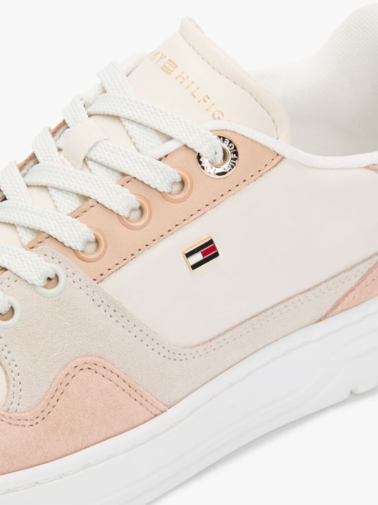Multi Enamel Flag Leather Court Trainers  Women