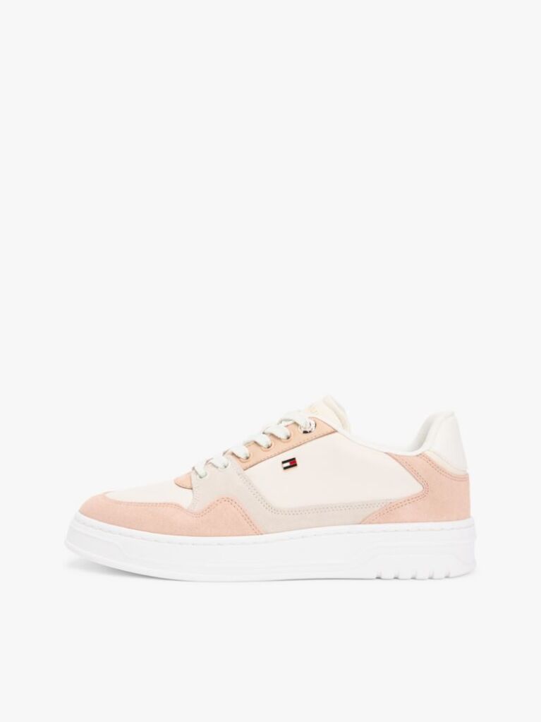 Multi Enamel Flag Leather Court Trainers  Women