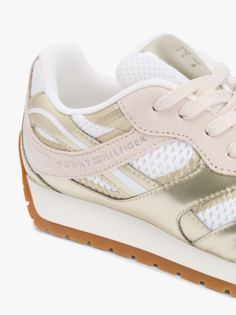 Multi Mixed Texture Metallic Trainers With Leather  Women