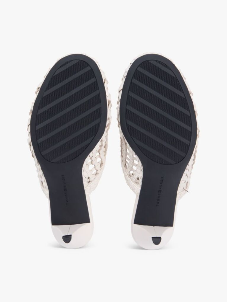 Beige Woven Pointed Toe Slingback Heels  Women